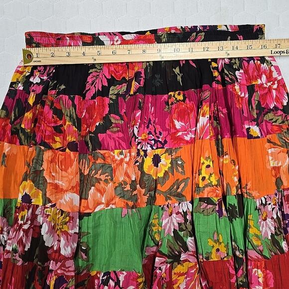 Soft Surroundings Full Multi Print Floral Tiered Peasant Maxi Skirt - Size LP - Picture 5 of 6